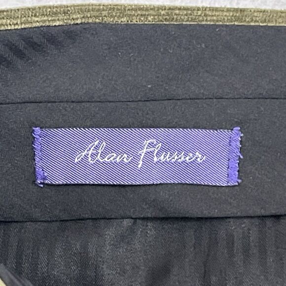 Alan Flusser Corduroy Pants Mens 38X32 Green Straight Leg Flat Front Trousers - Picture 2 of 12
